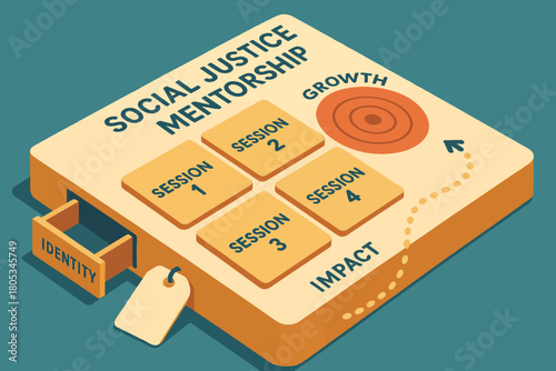 Social justice mentorship concept with sessions on growth and impact