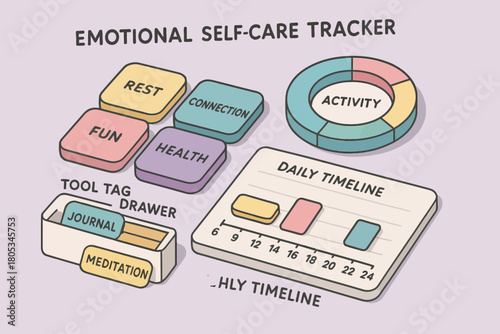 Emotional self-care tracker with timeline and activity tools