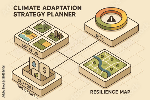 Climate adaptation strategy planner with risk and resilience map
