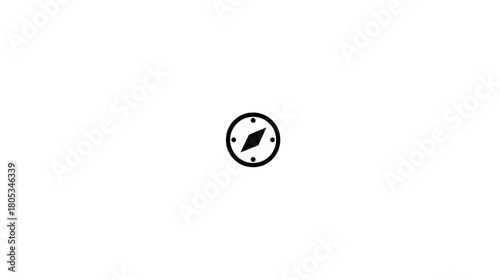 Simple Black Compass Icon for Navigation, Direction, Travel, Location, and Guidance on White Background