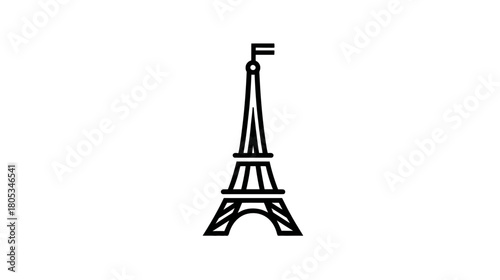 Stylized vector icon of a tall architectural tower with a flag, symbolizing travel, urban landmarks, and city exploration.