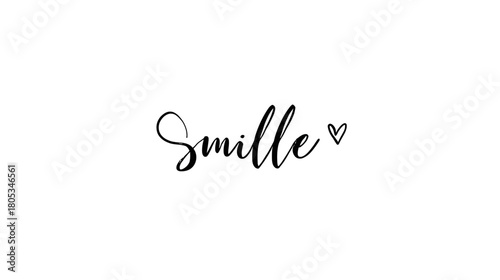 Decorative 'Smille' text graphic in elegant script font with a small heart symbol, isolated on white. Handwritten style typography element.