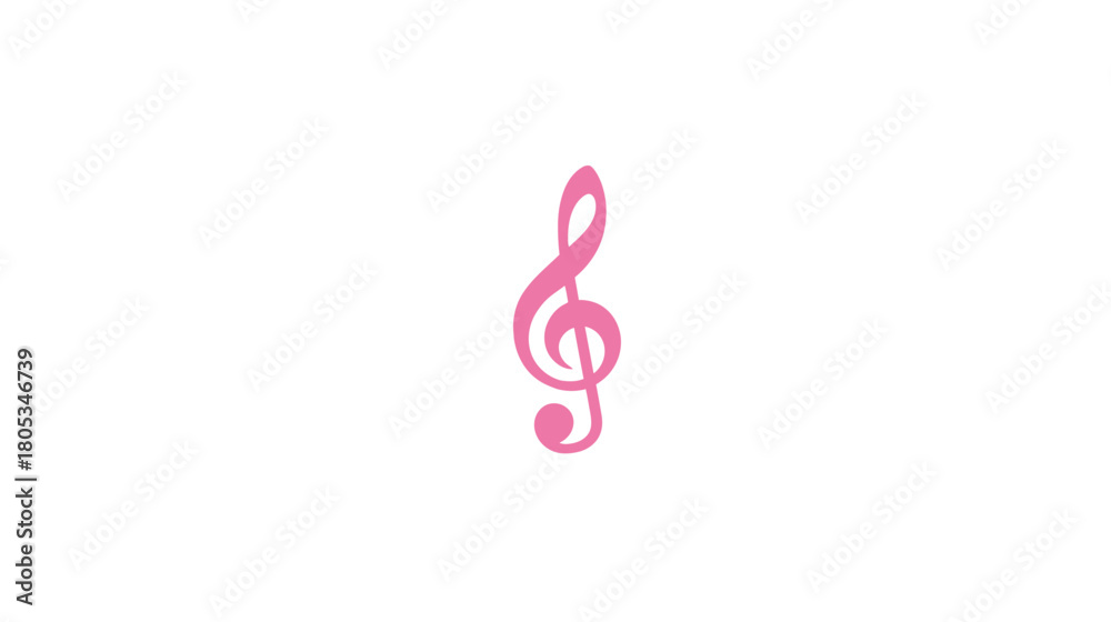Obraz premium Vibrant Pink Treble Clef Symbol Isolated on White Background. Musical Note Icon for Design, Education, and Creative Projects.