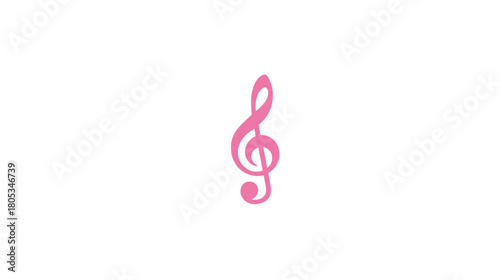 Vibrant Pink Treble Clef Symbol Isolated on White Background. Musical Note Icon for Design, Education, and Creative Projects.