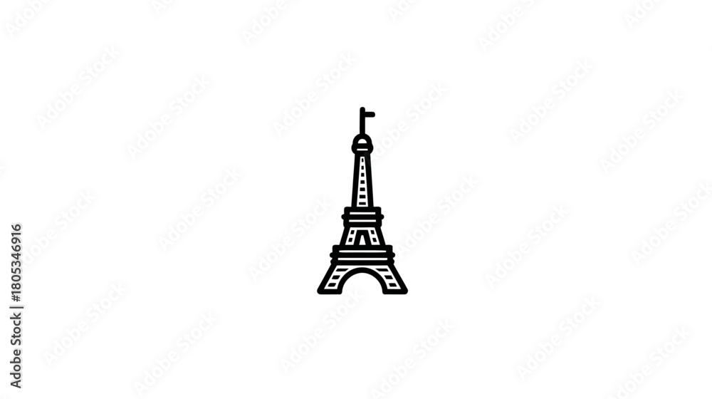 Obraz premium Minimalist Line Art Icon of Tall Landmark Tower, Outline Graphic Design Element for European Travel and City Architecture