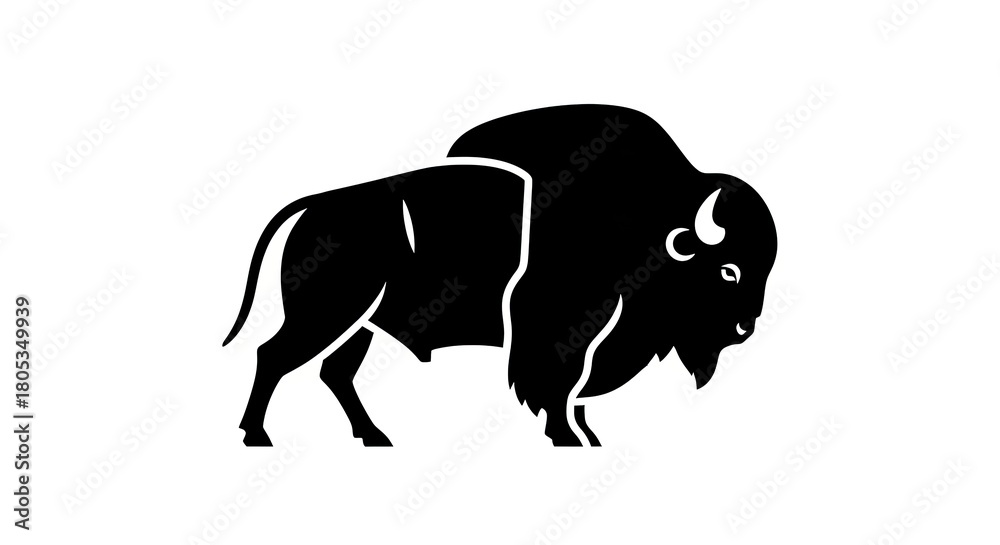 Obraz premium Silhouette of bison graphic on white background