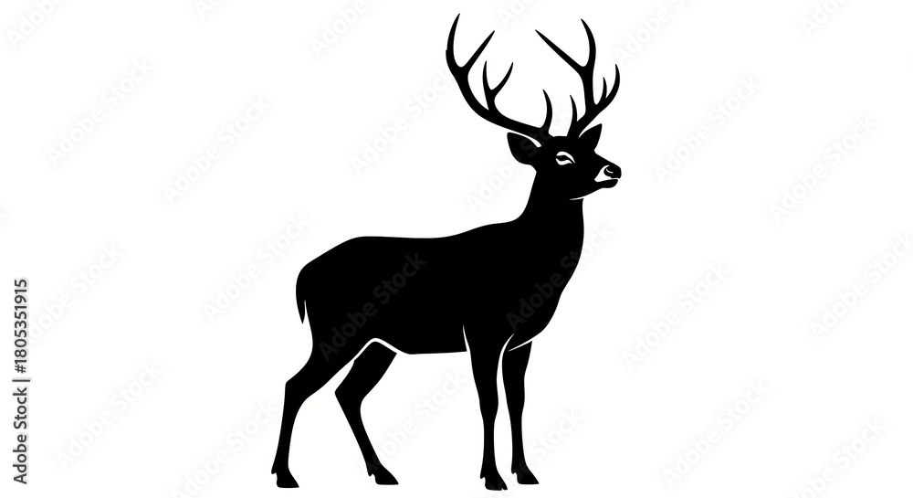 Obraz premium Silhouette of deer on white background