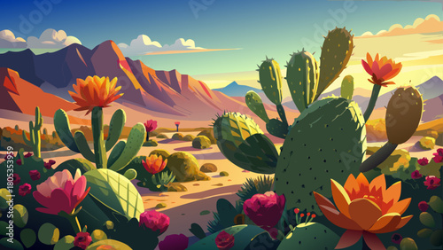 Very beautiful cluster of poppy blossoms flourishing in the New Mexico landscape, showcasing vivid petals, warm desert sunlight, and a serene natural setting across open terrain.