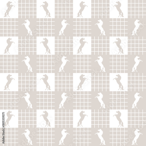 Fototapeta Seamless geometric pattern with rearing horse silhouettes