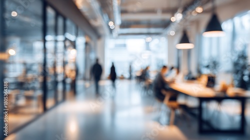 Wallpaper Mural blurred office interior space with people working and meeting business collaboration concept abstract background soft focus photography. High quality Torontodigital.ca