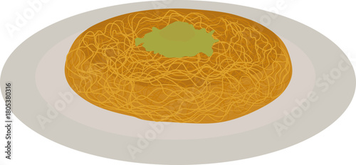 Kunefe Arabic Sweet Vector Illustration. 