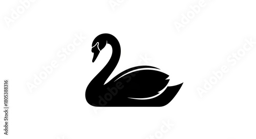 Swan silhouette against white background