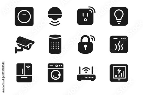 Automation home washing control usage air vector icon smart energy camera