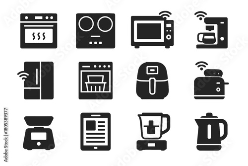 Vector purifier icons icon digital kitchen water induction fridge food fryer smart