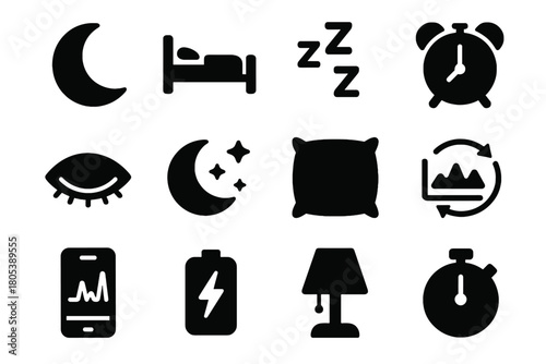 Icon battery closed icons sleep vector bed smartphone pillow monitoring sky charging