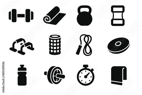 Resistance bar ab yoga icon workout band dumbbell icons home roller jump