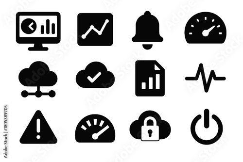 Bell file monitoring vector cloud secure warning status icon icons dial triangle