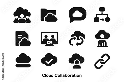 Vector progress meeting icon icons tick cloud collaboration team group link files
