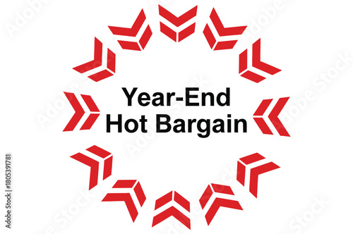 A graphic illustration announces a Year-End Hot Bargain with red chevron arrows.