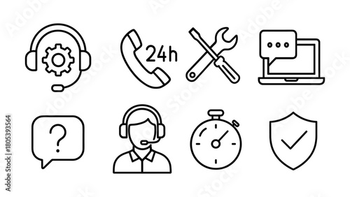 Customer service icons set: linear style for seamless support solutions