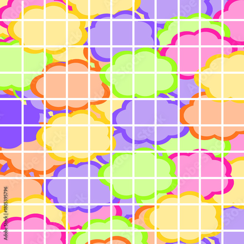 Tablou pe pânză Cute Pastel Cloud Pattern – Playful Colorful Grid Background