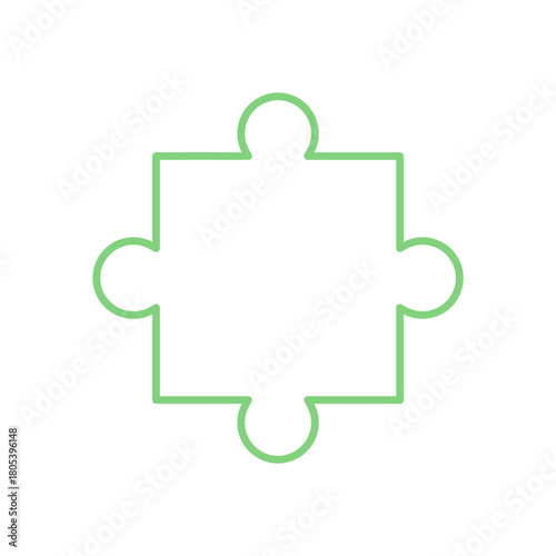 Flat silhouette of jigsaw puzzle piece with an abstract concept. Outline of a classic puzzle piece for boardgame, childhood activity, and creative play. Minimal style, graphic template, versatile