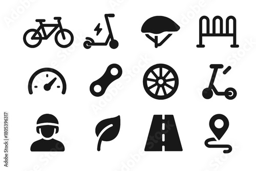 Marker vector avatar rack minimal wheel icon scooter eco bicycle route