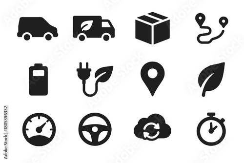 Friendly icon eco gps plug timer speedometer battery fleet steering sync route