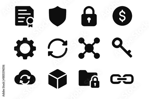 Contract sync blockchain token document icons icon vector lock folder smart secure