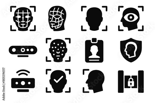 Verification icons dots vector ir biometric access profile icon camera face badge