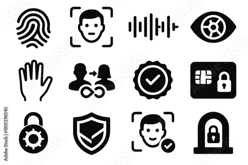 Iris pattern token security palm icon badge vector biometric vault icons frame