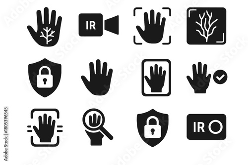 Privacy palm portal id indicator vein vector icon detection alignment shield icons