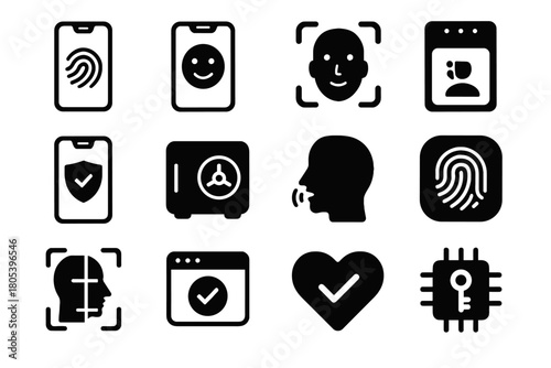 Unlock icon vector symbol face overlay biometric grid mobile touch portal icons