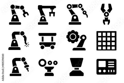 Torch module gripper robotics sensor industrial symbol icons mount mechanism vector arm