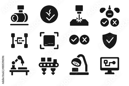 Camera control icons symbol outline verification gauge quality icon reporting tolerance vector