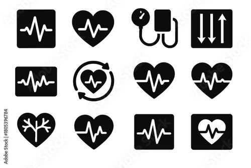 Tile pulse vector cardiovascular icons blood icon module diagnostics plate symbol cardiac