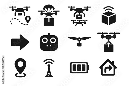 Hub drone rotor signal vector indicator battery arrow hook delivery icon icons