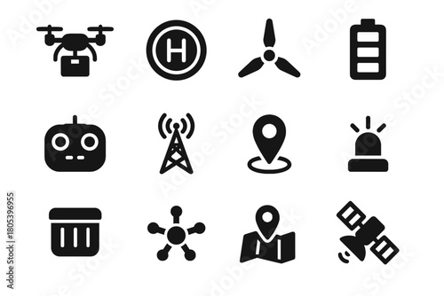 Safety rotor flight blade logistics module icon vector control pointer drone pad