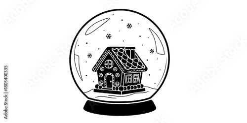 Gingerbread House Snow Globe Silhouette