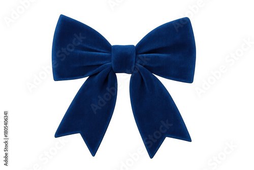 Blue velvet ribbon bow for gift decoration