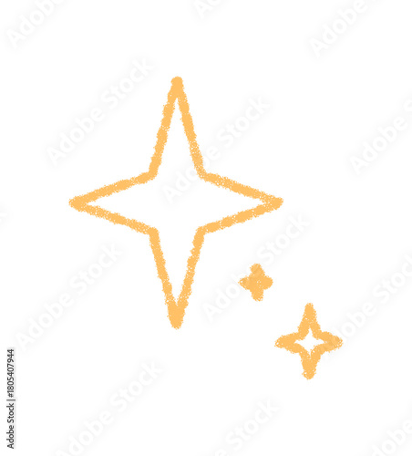 Chalk outline star icon with subtle glow and soft sparkle effect. Magic twinkle element forms a unique firework pattern. Ideal for bright festive concepts or modern decorative art and card