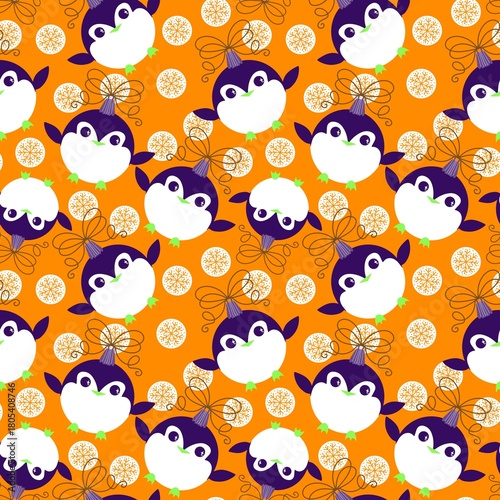 Wallpaper Mural Christmas animals seamless penguin pattern for wrapping paper and fabrics and kids print Torontodigital.ca