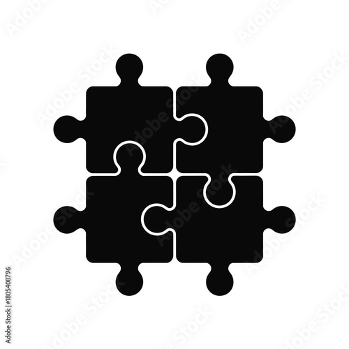 Four connected puzzle pieces silhouette