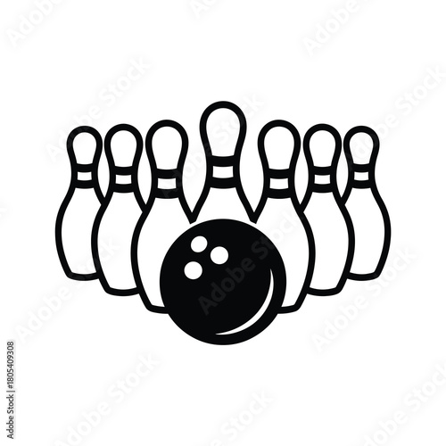 Bowling ball and pins silhouette