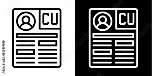 Cv  Icon Set White Style Collection