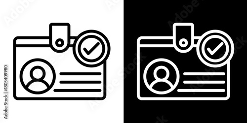 Id Card  Icon Set White Style Collection