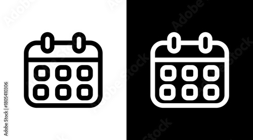 Calendar With Icon Set Design