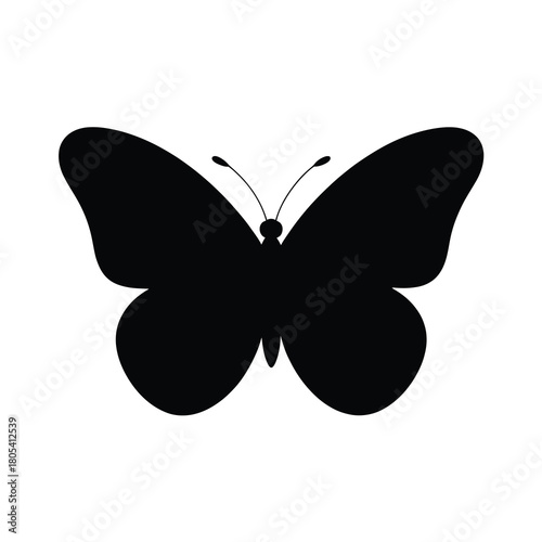 Black butterfly silhouette with outstretched wings