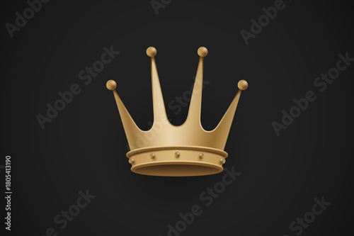 A majestic golden royal crown with four spires, isolated on a dark, elegant background.