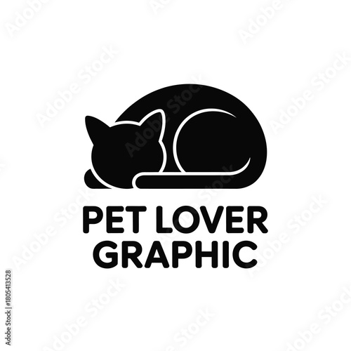 Sleeping cat silhouette pet lover graphic